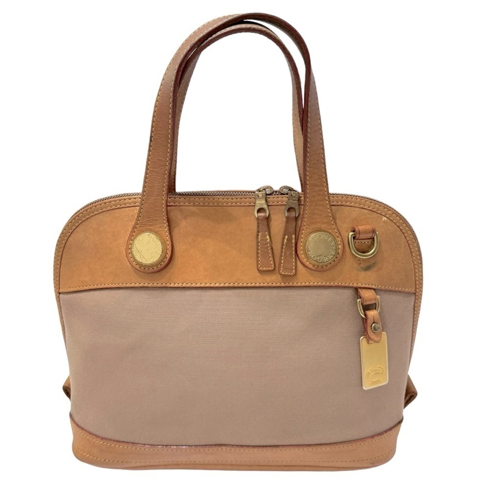 Dooney & Bourke Tan and Beige Leather-Trim Satchel